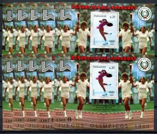 10x Paraguay 1979 Olympiade Olympics Lake Placid Block 338 Postfrisch KW €200