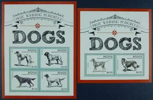 St. Vincent Bequia 2013 Hunde Dogs Pets Haustiere 829-832 Block 85 MNH