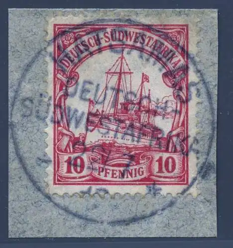 DSWA 1913 Michel 26 ° Hatsamas 22/7/12 BLAU Type 3 Briefstück Mansfeld BPP / 121