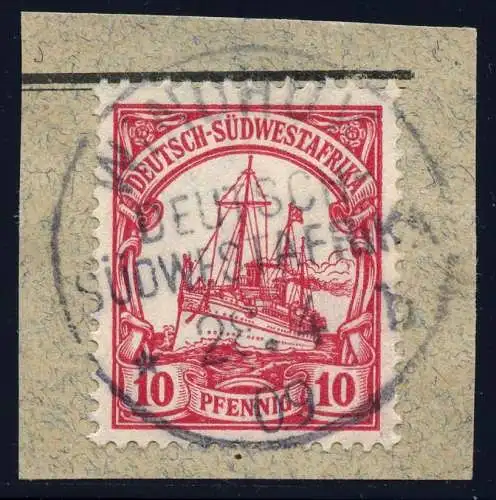 DSWA 1909 Michel 26 Windhuk b 28/4/09 Type 4 Kabinett Briefstück Selten / 148