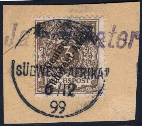 DSWA 1899 Michel 1 a ° Jakalswater Violett 6/12/99 Luxus Briefstück / 161