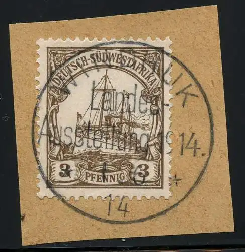 DSWA 1914 Michel 24 ° Windhuk Landesausstellung 1/6/14 Luxus Briefstück / 182