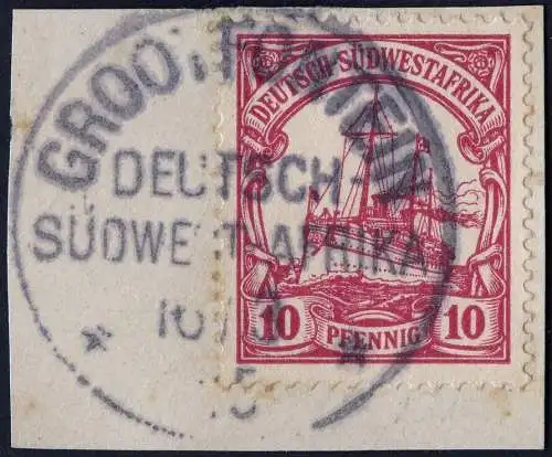 DSWA 1915 Michel 26 ° Grootfontein 16/3/15 Kriegsdatum Briefstück / 165