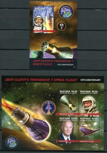 St. Vincent Mustique 2012 John Glenn Raumfahrt Space 242-245 Block 29 MNH