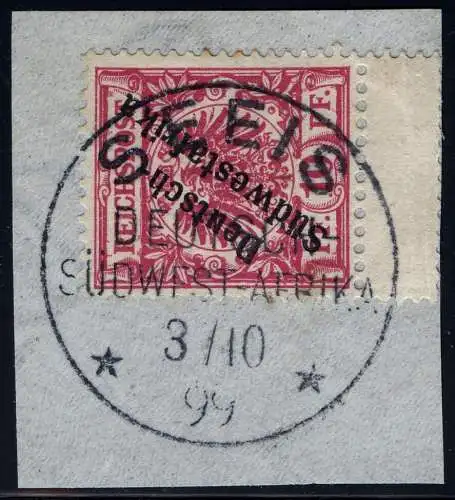 DSWA 1899 Michel 7 mit Zwischensteg ° Seeis 3/10/99 Luxus Briefstück / 156