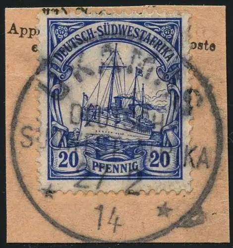 DSWA 1914 Michel 27 ° Ukamas 27/2/14 Luxus Briefstück/Postanweisung / 183