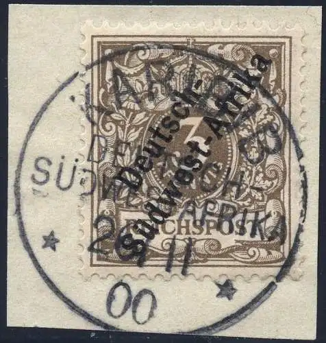 DSWA 1897 Briefstück Michel 1 a ° Karibib 26/11/00 Luxus / 90