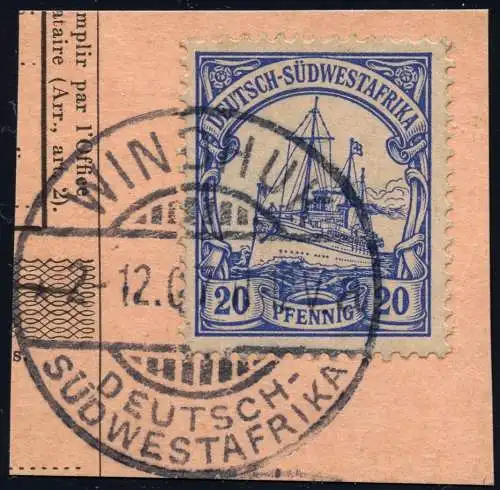 DSWA 1913 Michel 14 ° Okahandja 2/10/13 Type 7 Luxus Briefstück/PA / 145