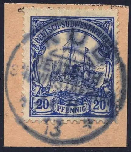 DSWA 1913 Michel 14 ° Kub 2/11/13 Luxus Briefstück/Postanweisung / 120