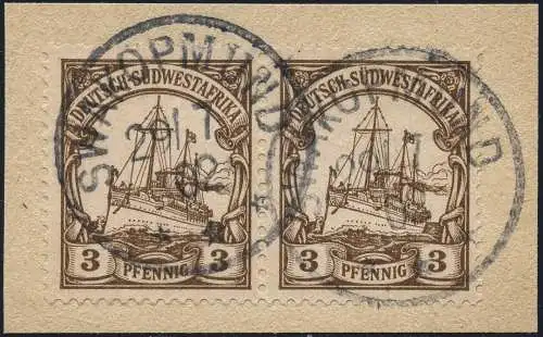 DSWA 1902 Michel 11 Paar ° Swakopmund 29/7/02 Briefstück Luxus / 97