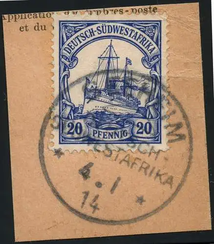 DSWA 1914 Michel 27 ° Seeheim 4/1/14 Briefstück/Postanweisung / 187