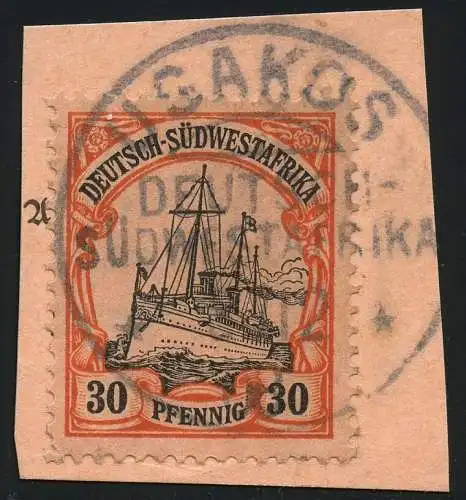 DSWA 1908 Michel 16 ° Usakos 8/12/08 Briefstück/Postanweisung / 184