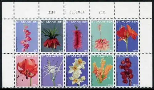 St. Maarten 2015 Blumen Blüten Flowers Blossoms Pflanzen Plants MNH