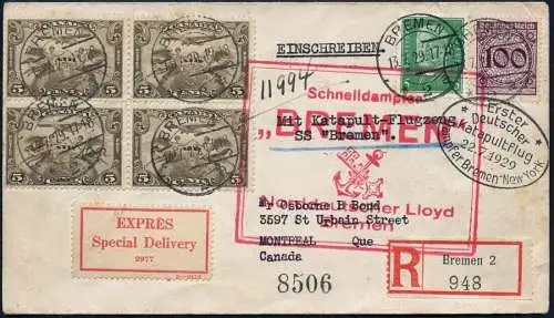 Katapult 1929 Dt. Reich Dampfer Bremen Reko Express MiF Kanada Catapult 1a / 656