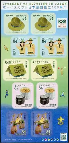 Japan 2022 Pfadfinder Lagerfeuer Zelt Kochgeschirr Hut Scouts Scouting MNH