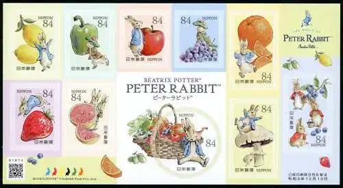 Japan 2021 Peter Rabbit Kinderbücher Beatrix Potter Illustrationen Obst MNH
