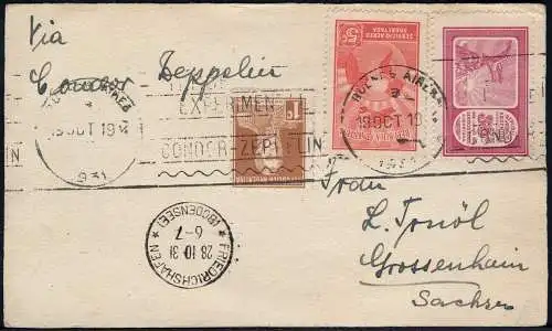Zeppelin 1931 Argentinien 3. SAF PK Buenos Aires Großenhain Sachsen Si 135/ 2010