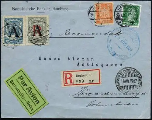 Dt. Reich 1927 Scadta MiF Reko-Brief Hamburg Barranquilla Bucaramanga / 610