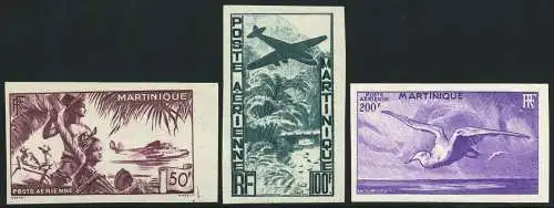 Martinique 1947 Vögel Albatros Flugzeuge Flugpost 256-258 U Ungezähnt ND MNH/663