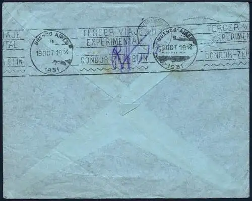 Zeppelin 1931 Argentinien 3. SAF Brief Buenos Aires Schottland Si 135 / 2014