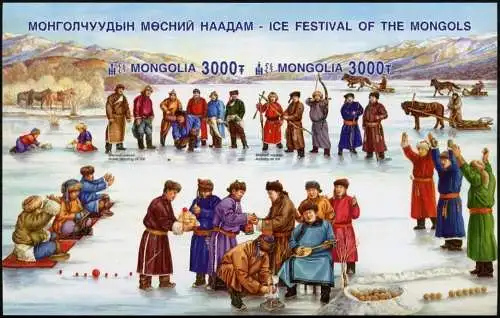 Mongolei 2023 Eis Festival Ice Festival Trachten Block Ungezähnt Imperf MNH