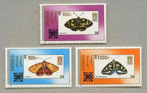 Mongolei Mongolia 2019 Schmetterlinge Aufdruck Freimarken Definitives MNH