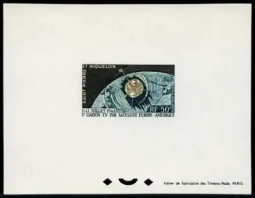 Space Raumfahrt 1962 St. Pierre und Miquelon SPM Telstar 397 Epreuve Deluxe 960
