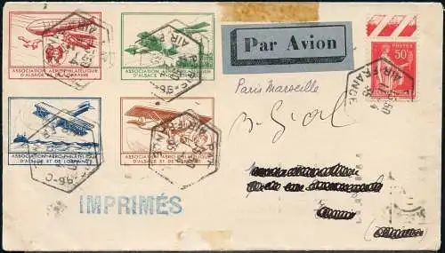 Frankreich France 1935 Luftpostausstellung Brief mit Cachet nach Tunesien / 77