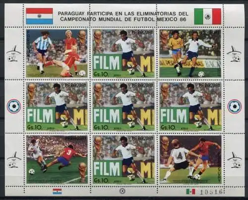 Paraguay 1985 Fußball WM Soccer FIFA World Cup 1986 Mexico 3843 Kleinbogen MNH