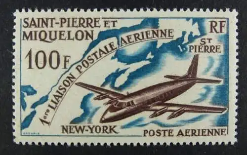 St Pierre und Miquelon SPM 1964 Flugzeug Airplane Aircraft Landkarte Map 407 MNH