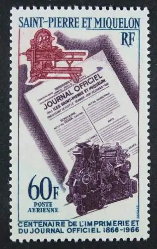 St Pierre und Miquelon SPM 1966 Staatsdruckerei Amtsblatt Druckerpresse 417 MNH