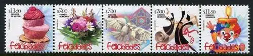 Mexico 2014 Grußmarken Blumen Vögel Kerze Flowers Birds MNH