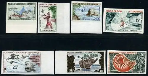 Neukaledonien 1962 Meeresfauna Fischen Sport 377-381 383-384 U Imperf MNH / 77