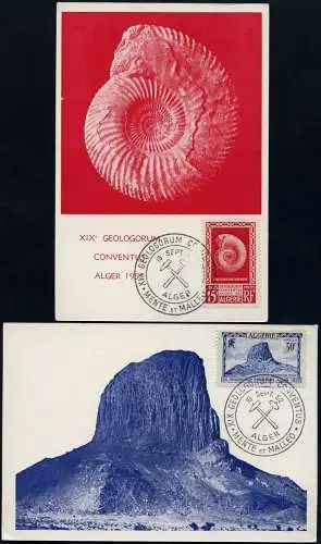 Algerien Algeria 1952 Phonolithfels Ammonshorn 308-309 Maxikarten Maxicards SST