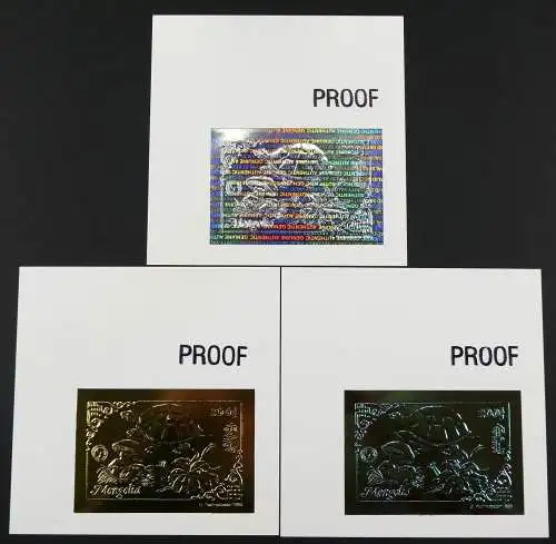 Mongolei Mongolia 1993 Schildkröte Pilz Blumen Block 228-229 Proofs / 65