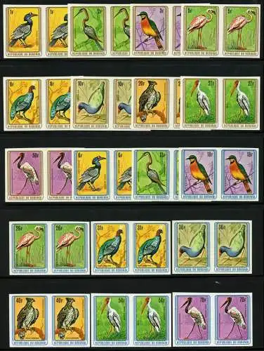 Burundi 1979 Vögel Hornrabe Ibis 1488-1496 1505-1513 U Imperf Paare MNH/ 772 RAR