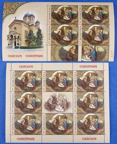 Rumänien Romania 2013 Weihnachen Christmas Ikone 6760 Kleinbogen I/II MNH A:670