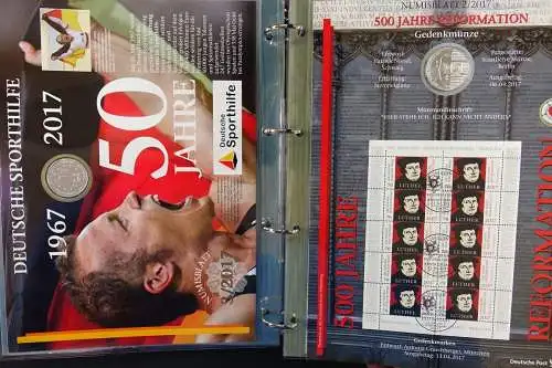 Deutschland Numisblätter 1/2005 - 5/2024 komplett in 8 Alben der Deutschen Post
