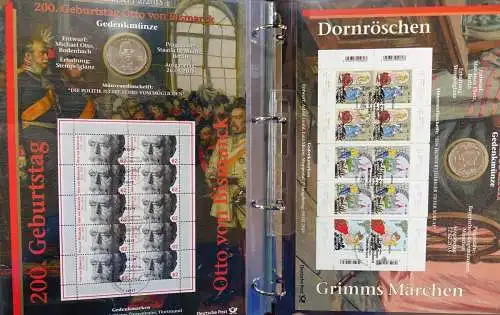 Deutschland Numisblätter 1/2005 - 5/2024 komplett in 8 Alben der Deutschen Post