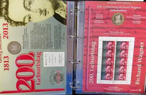 Deutschland Numisblätter 1/2005 - 5/2024 komplett in 8 Alben der Deutschen Post