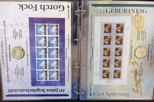 Deutschland Numisblätter 1/2005 - 5/2024 komplett in 8 Alben der Deutschen Post