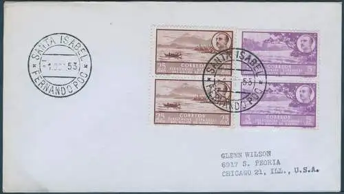 Spanisch-Guinea 1953 Brief MiF Vulkan Volcano Fernando Poo Santa Isabel USA/805