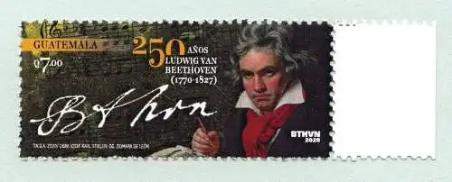 Guatemala 2021 Ludwig van Beethoven Komponist Musiker Gemälde Musik Kunst MNH 