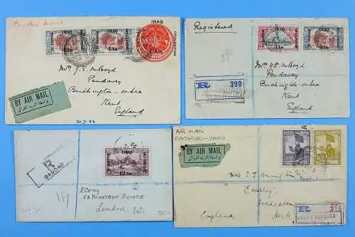 Irak Iraq 1920's Posten Luftpost-Briefe aus, nach oder via Bagdad Basra Airmail