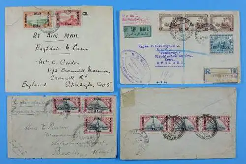 Irak Iraq 1920's Posten Luftpost-Briefe aus, nach oder via Bagdad Basra Airmail