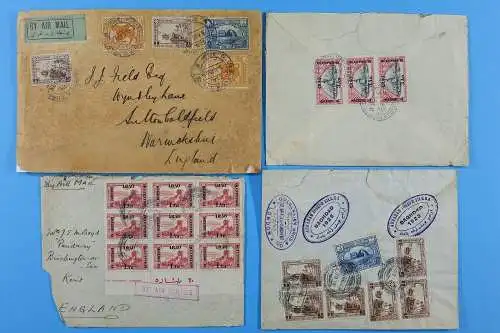 Irak Iraq 1920's Posten Luftpost-Briefe aus, nach oder via Bagdad Basra Airmail