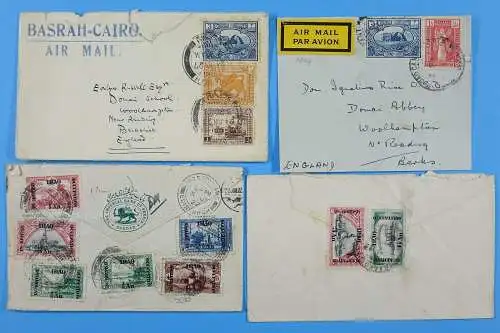 Irak Iraq 1920's Posten Luftpost-Briefe aus, nach oder via Bagdad Basra Airmail