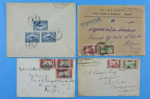 Irak Iraq 1920's Posten Luftpost-Briefe aus, nach oder via Bagdad Basra Airmail