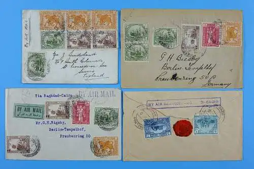Irak Iraq 1920's Posten Luftpost-Briefe aus, nach oder via Bagdad Basra Airmail