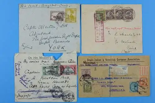 Irak Iraq 1920's Posten Luftpost-Briefe aus, nach oder via Bagdad Basra Airmail